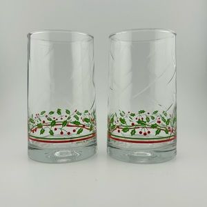 Vintage, Holly and Berries, Glasses from Arby’s Christmas Collection, Set of 2